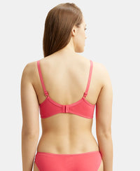 Wirefree Non Padded Super Combed Cotton Elastane Medium Coverage Everyday Bra with Concealed Shaper Panel - Ruby-3