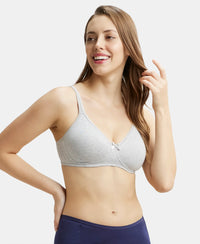 Wirefree Non Padded Super Combed Cotton Elastane Medium Coverage Everyday Bra with Concealed Shaper Panel - Steel Grey Melange-5