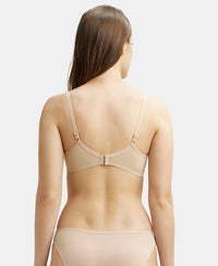 Wirefree Non Padded Super Combed Cotton Elastane Medium Coverage Everyday Bra with Concealed Shaper Panel - Skin-3