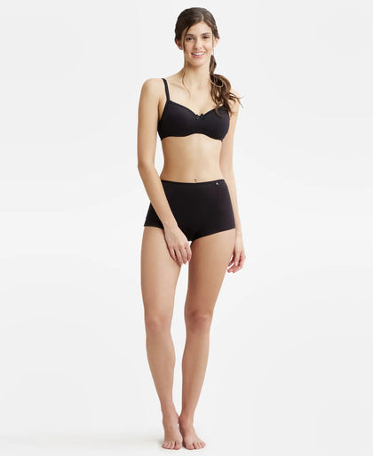 Wirefree Padded Super Combed Cotton Elastane Medium Coverage T-Shirt Bra with Lace Styling - Black-4