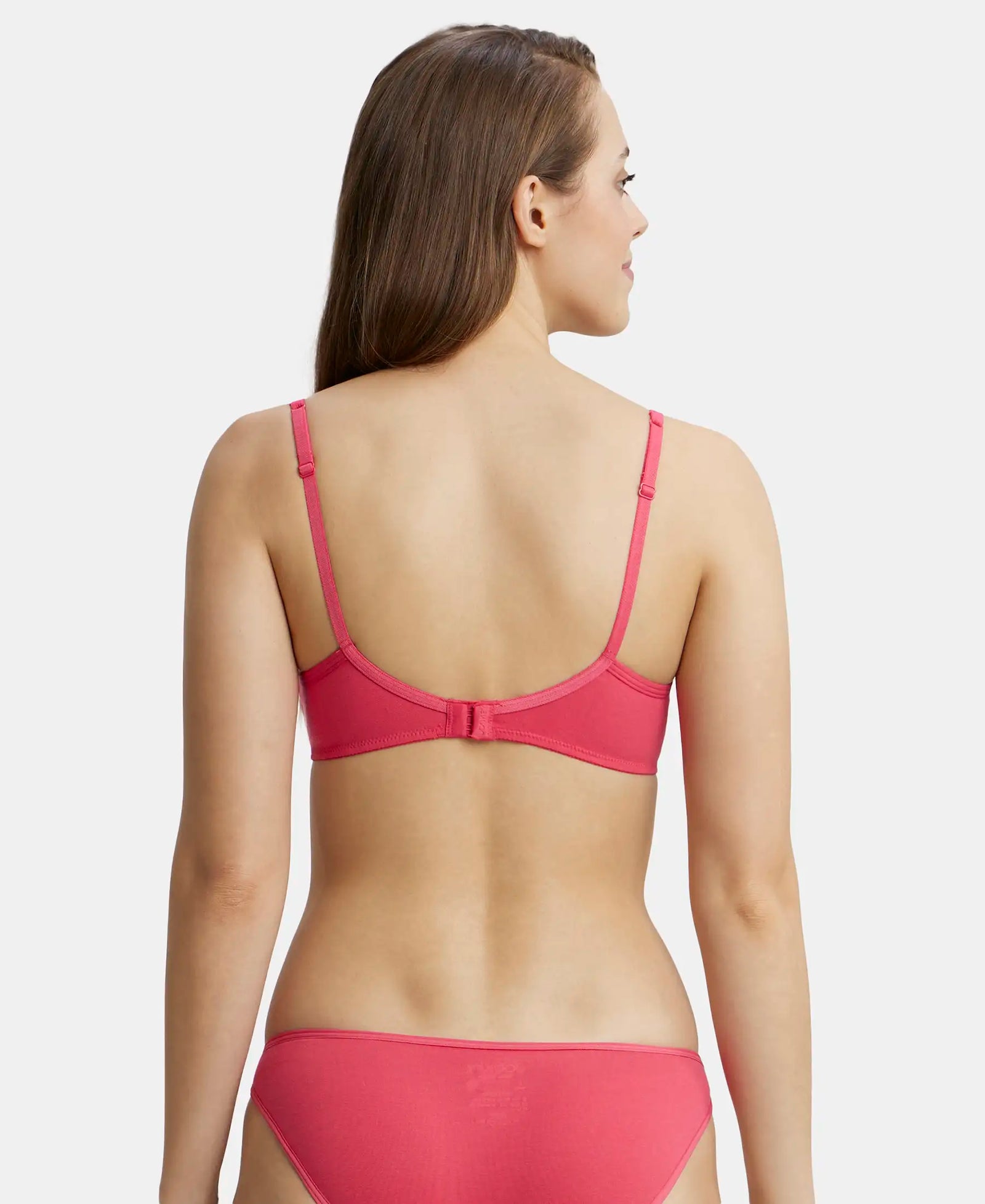 Wirefree Padded Super Combed Cotton Elastane Medium Coverage T-Shirt Bra with Lace Styling - Ruby-3