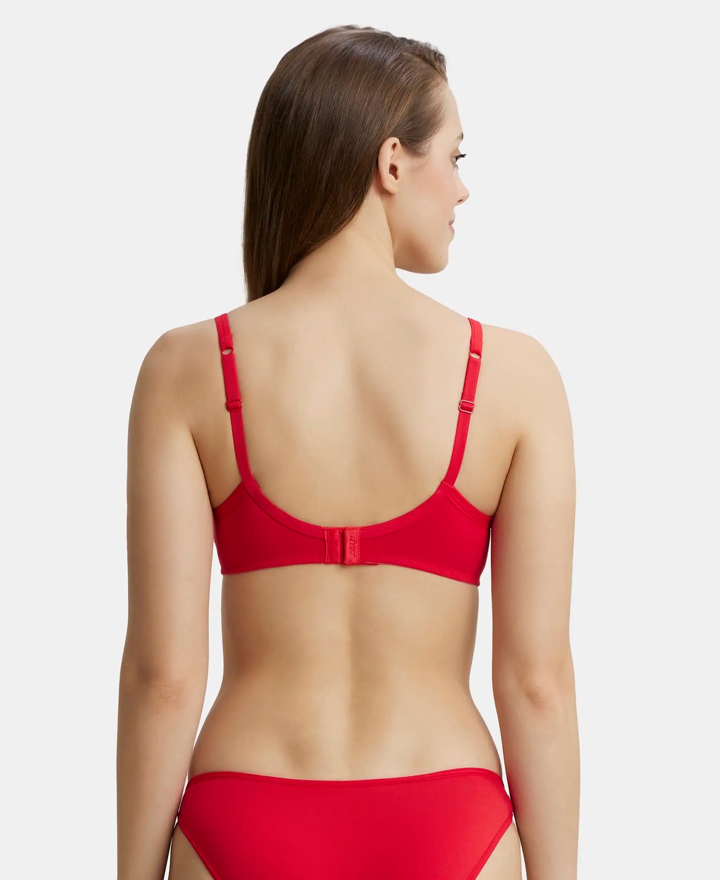 Wirefree Padded Super Combed Cotton Elastane Medium Coverage T-Shirt Bra with Lace Styling - Sangria Red-3