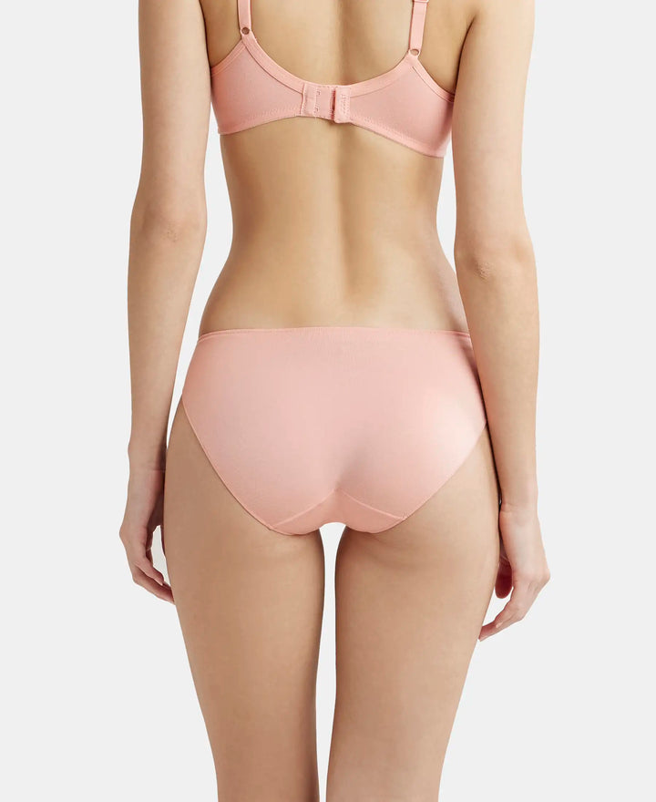 Medium Coverage Micro Modal Elastane Bikini With Concealed Waistband and StayFresh Treatment - Candlelight Peach-3