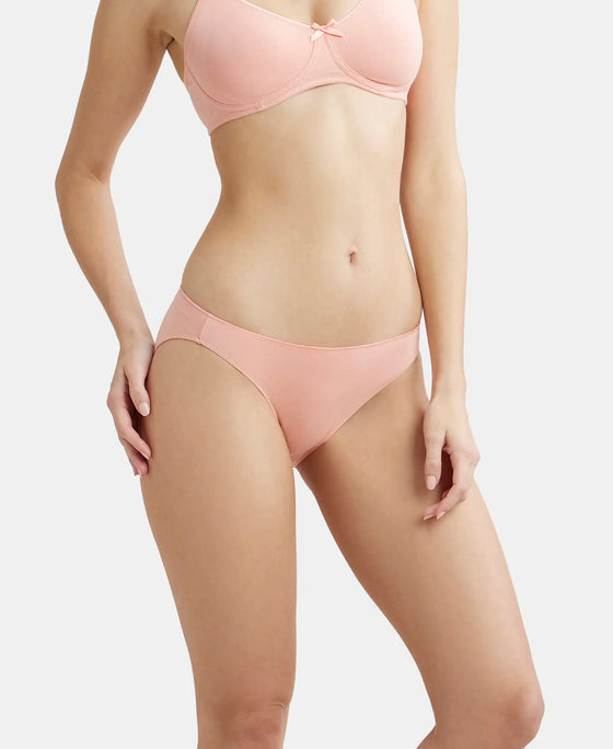 Medium Coverage Micro Modal Elastane Bikini With Concealed Waistband and StayFresh Treatment - Candlelight Peach-6