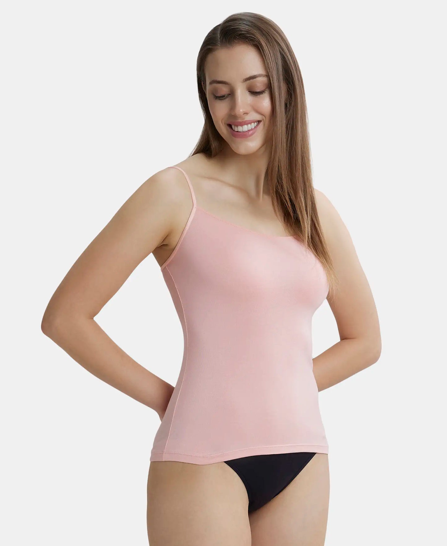 Micro Modal Elastane Stretch Camisole with Adjustable Straps and StayFresh Treatment - Candlelight Peach-5
