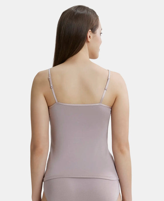 Micro Modal Elastane Stretch Camisole with Adjustable Straps and StayFresh Treatment - Mocha-3