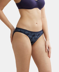 Medium Coverage Micro Modal Elastane Stretch Bikini With Exposed Waistband - Navy Blazer Printed-2