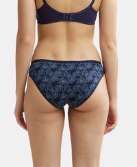 Medium Coverage Micro Modal Elastane Stretch Bikini With Exposed Waistband - Navy Blazer Printed-3