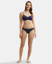 Medium Coverage Micro Modal Elastane Stretch Bikini With Exposed Waistband - Navy Blazer Printed-4