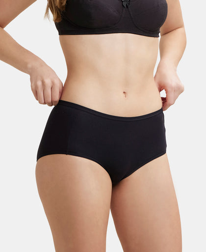 Full Coverage Micro Modal Elastane Full Brief With Exposed Waistband and StayFresh Treatment  - Black-5