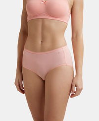 Full Coverage Micro Modal Elastane Full Brief With Exposed Waistband and StayFresh Treatment  - Candlelight Peach-2