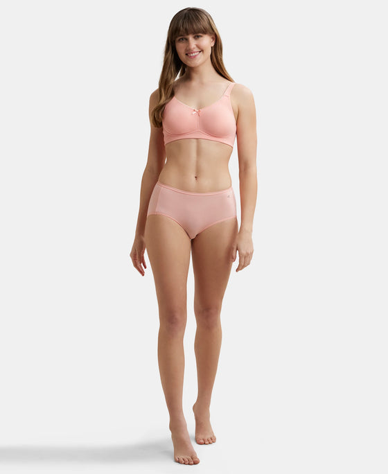 Full Coverage Micro Modal Elastane Full Brief With Exposed Waistband and StayFresh Treatment  - Candlelight Peach-4