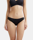 Medium Coverage Soft Touch Microfiber Elastane Lace Styled Bikini With StayFresh Treatment - Black-1