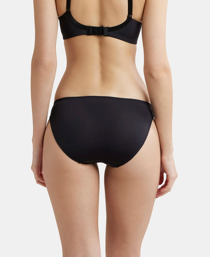 Medium Coverage Soft Touch Microfiber Elastane Lace Styled Bikini With StayFresh Treatment - Black-3