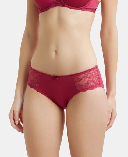 Full Coverage Soft Touch Microfiber Elastane Hipster With Lace Styling and StayFresh Treatment - Anemone-2