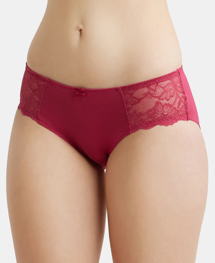 Full Coverage Soft Touch Microfiber Elastane Hipster With Lace Styling and StayFresh Treatment - Anemone-6