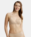 Wirefree Padded Soft Touch Microfiber Elastane Full Coverage T-Shirt Bra with Lace Styling - Light Skin-1
