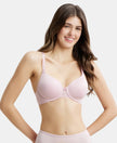 Under-Wired Padded Soft Touch Microfiber Elastane Full Coverage T-Shirt Bra with Lace Styling - Fragrant Lily-1