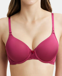Wirefree Padded Soft Touch Microfiber Elastane Full Coverage T-Shirt Bra with Lace Styling - Fragrant Lily-6