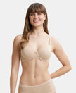 Under-Wired Padded Soft Touch Microfiber Elastane Full Coverage T-Shirt Bra with Lace Styling - Light Skin-1