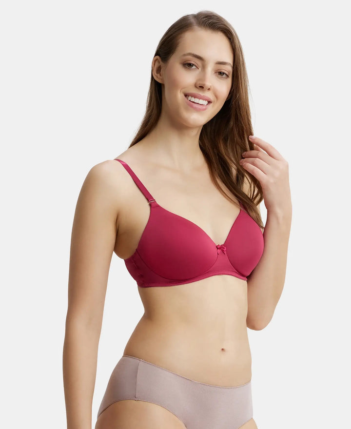 Wirefree Padded Microfiber Elastane Full Coverage T-Shirt Bra with Magic Under Cup - Anemone-2