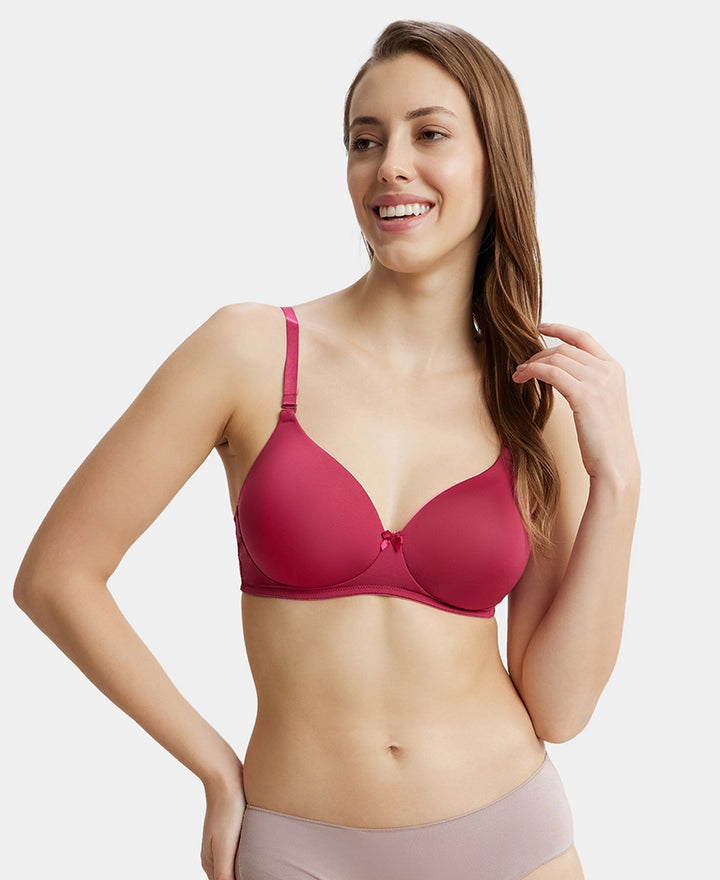 Wirefree Padded Microfiber Elastane Full Coverage T-Shirt Bra with Magic Under Cup - Anemone-5
