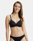 Wirefree Padded Microfiber Elastane Full Coverage T-Shirt Bra with Magic Under Cup - Black-1