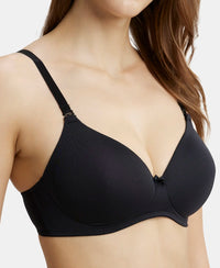 Wirefree Padded Microfiber Elastane Full Coverage T-Shirt Bra with Magic Under Cup - Black-7