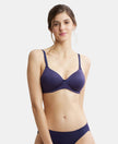 Wirefree Padded Microfiber Elastane Full Coverage T-Shirt Bra with Magic Under Cup - Classic Navy-1