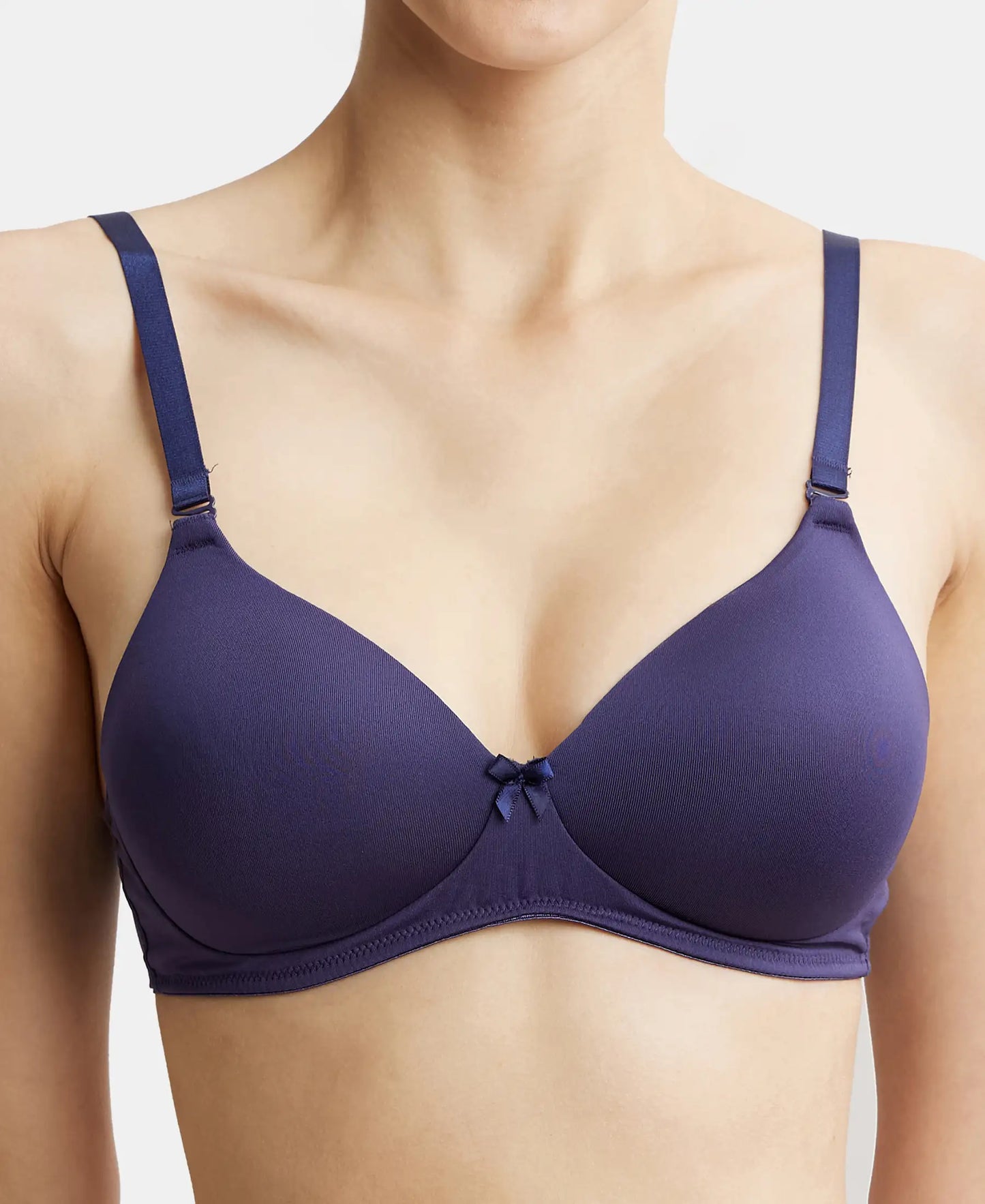 Wirefree Padded Microfiber Elastane Full Coverage T-Shirt Bra with Magic Under Cup - Classic Navy-7