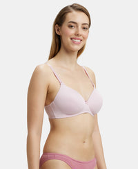 Wirefree Padded Microfiber Elastane Full Coverage T-Shirt Bra with Magic Under Cup - Fragrant Lily-2