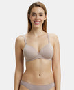 Wirefree Padded Microfiber Elastane Full Coverage T-Shirt Bra with Magic Under Cup - Mocha-1