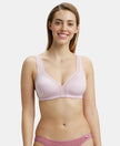 Wirefree Non Padded Soft Touch Microfiber Elastane Full Coverage Everyday Bra with Stylised Mesh Panel - Fragrant Lily-1