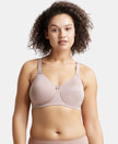 Wirefree Padded Soft Touch Microfiber Elastane Full Coverage Plus Size Bra with Magic Under Cup - Mocha-1