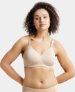 Wirefree Padded Soft Touch Microfiber Elastane Full Coverage Plus Size Bra with Magic Under Cup - Light Skin-1