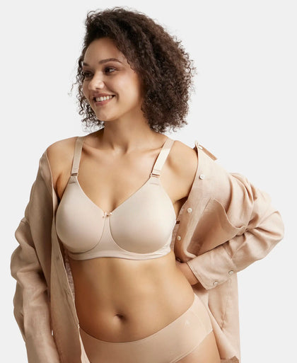 Wirefree Padded Soft Touch Microfiber Elastane Full Coverage Plus Size Bra with Magic Under Cup - Light Skin-5