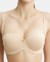 Under-Wired Padded Soft Touch Microfiber Elastane Full Coverage Strapless Bra with Ultra-Grip Support Band - Light Skin-11