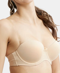 Under-Wired Padded Soft Touch Microfiber Elastane Full Coverage Strapless Bra with Ultra-Grip Support Band - Light Skin-12
