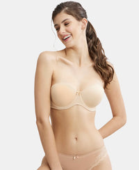 Under-Wired Padded Soft Touch Microfiber Elastane Full Coverage Strapless Bra with Ultra-Grip Support Band - Light Skin-5