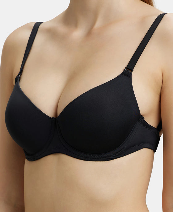 Wired Padded Soft Touch Microfiber Elastane Medium Coverage Multiway Backless Bra - Black-7