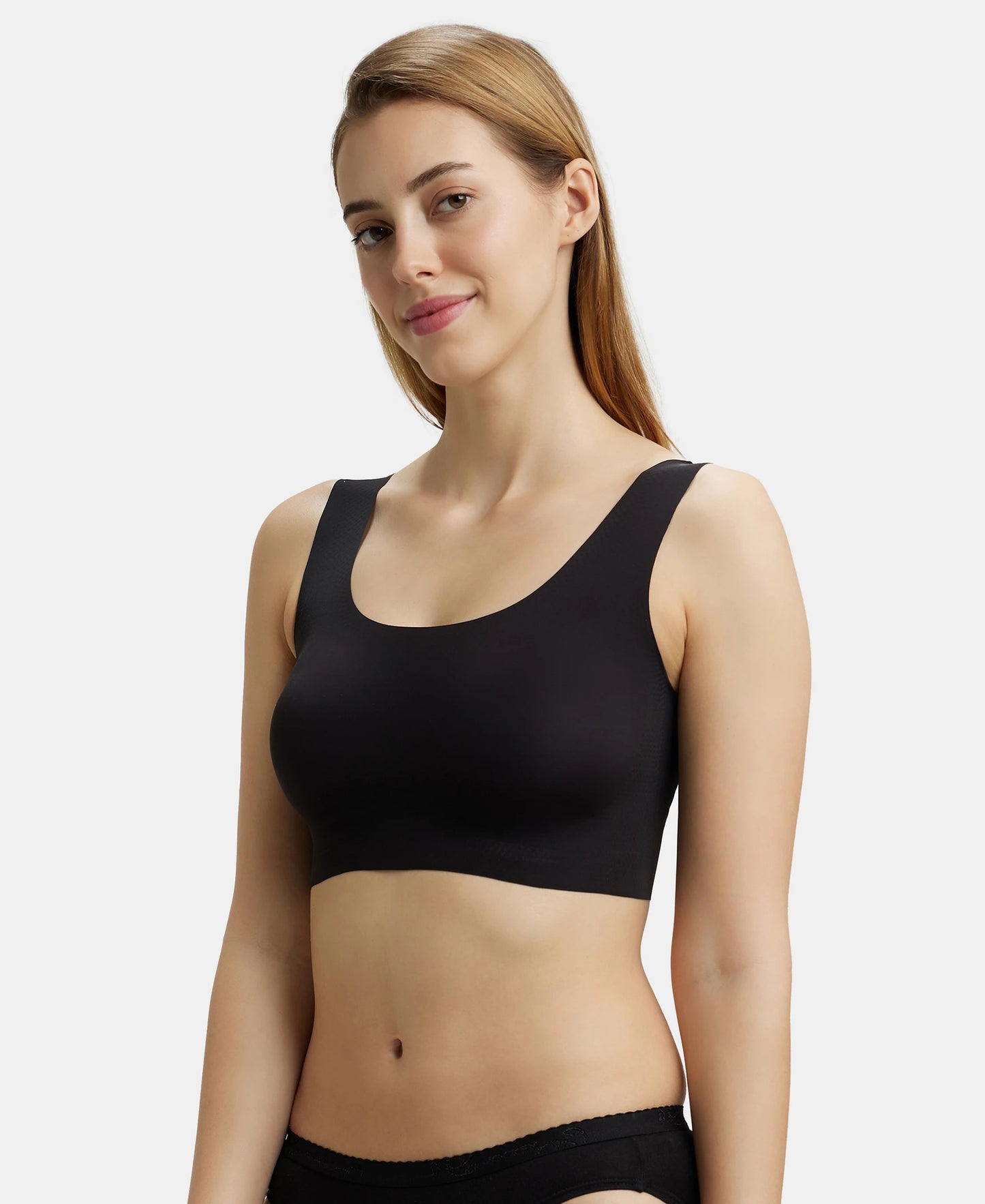 Wirefree Padded Soft touch Microfiber Elastane Full Coverage Lounge Bra with 360 Degree Stretch - Black-2