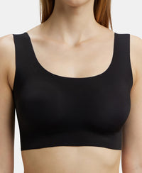 Wirefree Padded Soft touch Microfiber Elastane Full Coverage Lounge Bra with 360 Degree Stretch - Black-7