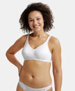 Wirefree Non Padded Soft Touch Microfiber Elastane Full Coverage Minimizer Bra with Broad Cushioned Fabric Strap - White-1