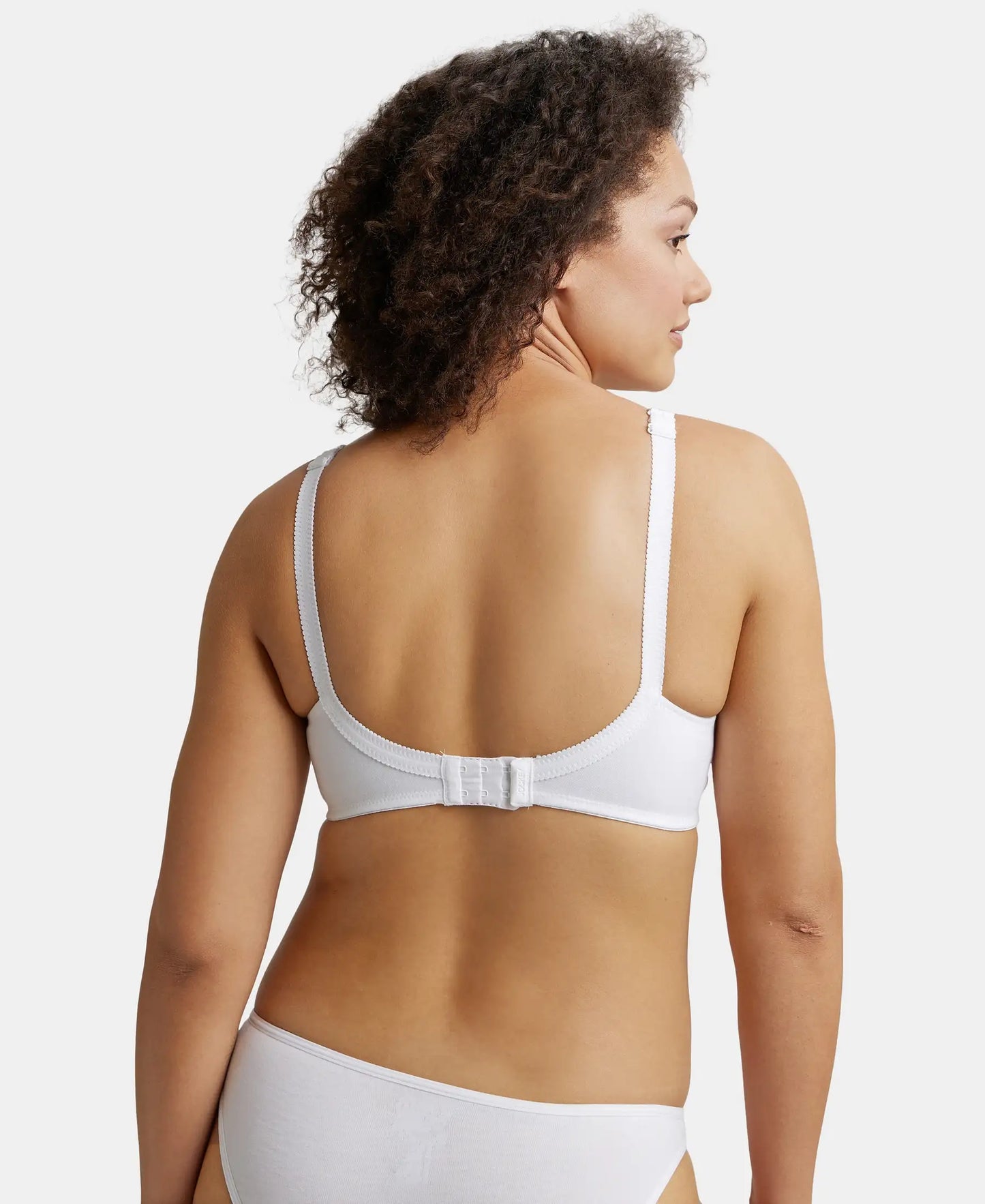 Wirefree Non Padded Soft Touch Microfiber Elastane Full Coverage Minimizer Bra with Broad Cushioned Fabric Strap - White-3