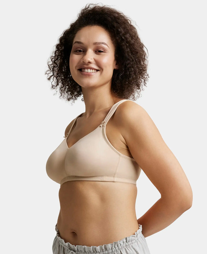 Wirefree Non Padded Soft Touch Microfiber Elastane Full Coverage Minimizer Bra with Broad Cushioned Fabric Strap - Light Skin-5