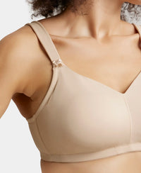 Wirefree Non Padded Soft Touch Microfiber Elastane Full Coverage Minimizer Bra with Broad Cushioned Fabric Strap - Light Skin-6