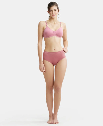 High Coverage Seamfree Microtouch Nylon Elastane High Waist Hipster With StayFresh Treatment - Heather Rose-4