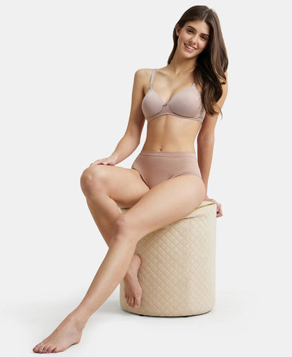 High Coverage Seamfree Microtouch Nylon Elastane High Waist Hipster With StayFresh Treatment - Mocha-6