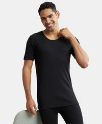 Super Combed Cotton Rich Half Sleeved Thermal Undershirt with StayWarm Technology - Black-5