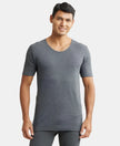 Super Combed Cotton Rich Half Sleeved Thermal Undershirt with StayWarm Technology - Charcoal Melange-1